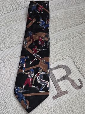 AMERICAN SPORTS Baseball Neck Tie Black Blue Red